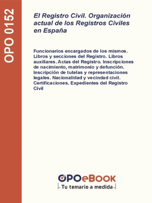 cover image of El Registro Civil. Organización actual de los Registros Civiles en España